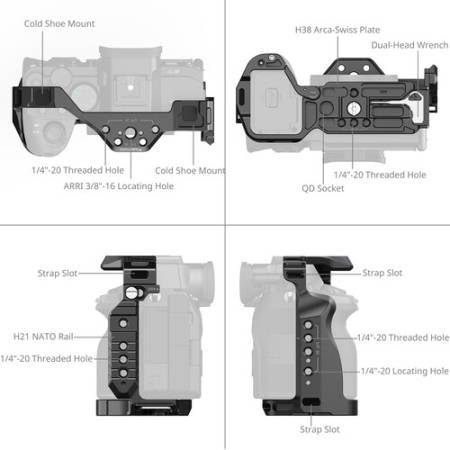 SmallRig 5599 - zaawansowany zestaw, klatka HawkLock i akcesoria do Sony Alpha 7R V/7 IV/7S III